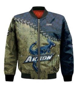 Akron Zips Bomber Jacket 3D Printed Grunge Polynesian Tattoo - livanniespoon Store