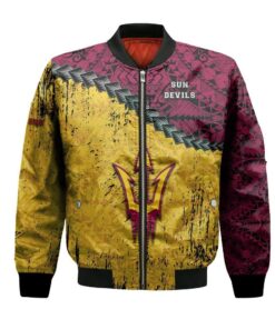 Arizona State Sun Devils Bomber Jacket 3D Printed Grunge Polynesian Tattoo - livanniespoon Store