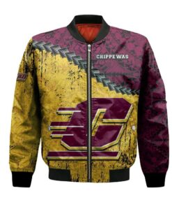 Central Michigan Chippewas Bomber Jacket 3D Printed Grunge Polynesian Tattoo - livanniespoon Store