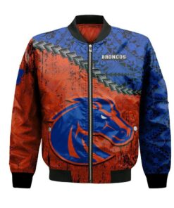 Boise State Broncos Bomber Jacket 3D Printed Grunge Polynesian Tattoo - livanniespoon Store