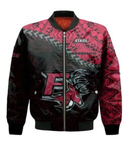 Fairfield Stags Bomber Jacket 3D Printed Grunge Polynesian Tattoo - livanniespoon Store