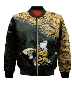 American International Yellow Jackets Bomber Jacket 3D Printed Grunge Polynesian Tattoo - livanniespoon Store