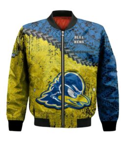 Delaware Blue Hens Bomber Jacket 3D Printed Grunge Polynesian Tattoo - livanniespoon Store