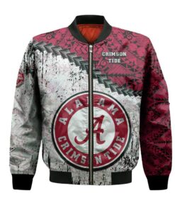 Alabama Crimson Tide Bomber Jacket 3D Printed Grunge Polynesian Tattoo - livanniespoon Store