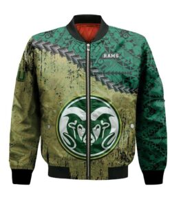 Colorado State Rams Bomber Jacket 3D Printed Grunge Polynesian Tattoo - livanniespoon Store