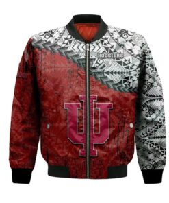 Indiana Hoosiers Bomber Jacket 3D Printed Grunge Polynesian Tattoo - livanniespoon Store