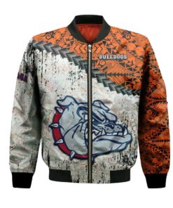 Gonzaga Bulldogs Bomber Jacket 3D Printed Grunge Polynesian Tattoo - livanniespoon Store