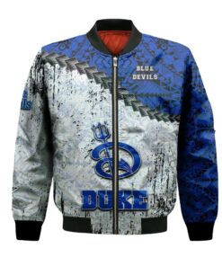 Duke Blue Devils Bomber Jacket 3D Printed Grunge Polynesian Tattoo - livanniespoon Store