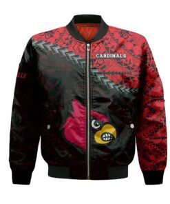 Louisville Cardinals Bomber Jacket 3D Printed Grunge Polynesian Tattoo - livanniespoon Store