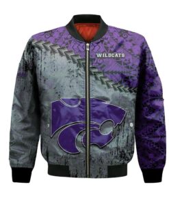 Kansas State Wildcats Bomber Jacket 3D Printed Grunge Polynesian Tattoo - livanniespoon Store