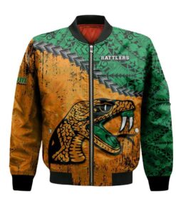 Florida A_M Rattlers Bomber Jacket 3D Printed Grunge Polynesian Tattoo - livanniespoon Store
