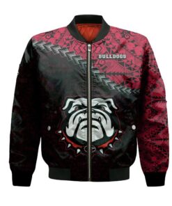 Georgia Bulldogs Bomber Jacket 3D Printed Grunge Polynesian Tattoo - livanniespoon Store