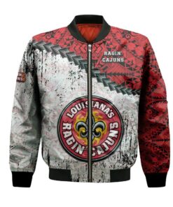 Louisiana Ragin Cajuns Bomber Jacket 3D Printed Grunge Polynesian Tattoo - livanniespoon Store