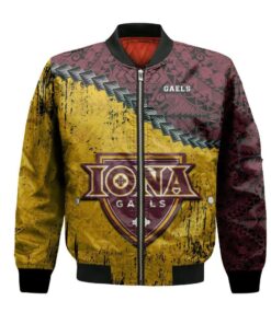 Iona Gaels Bomber Jacket 3D Printed Grunge Polynesian Tattoo - livanniespoon Store