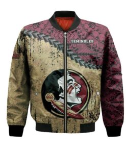 Florida State Seminoles Bomber Jacket 3D Printed Grunge Polynesian Tattoo - livanniespoon Store