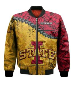 Iowa State Cyclones Bomber Jacket 3D Printed Grunge Polynesian Tattoo - livanniespoon Store