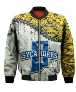 Indiana State Sycamores Bomber Jacket 3D Printed Grunge Polynesian Tattoo - livanniespoon Store