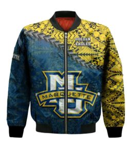 Marquette Golden Eagles Bomber Jacket 3D Printed Grunge Polynesian Tattoo - livanniespoon Store