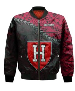 Harvard Crimson Bomber Jacket 3D Printed Grunge Polynesian Tattoo - livanniespoon Store