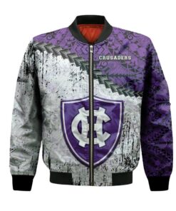 Holy Cross Crusaders Bomber Jacket 3D Printed Grunge Polynesian Tattoo - livanniespoon Store