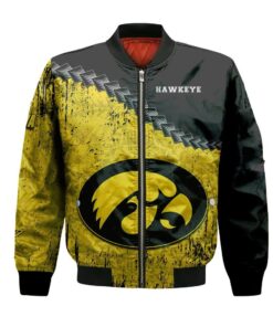 Iowa Hawkeyes Bomber Jacket 3D Printed Grunge Polynesian Tattoo - livanniespoon Store