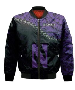 Northwestern Wildcats Bomber Jacket 3D Printed Grunge Polynesian Tattoo - livanniespoon Store