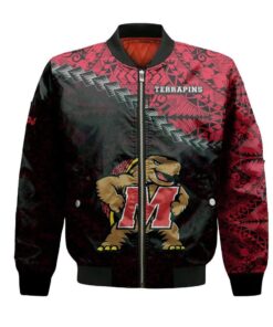 Maryland Terrapins Bomber Jacket 3D Printed Grunge Polynesian Tattoo - livanniespoon Store