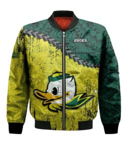 Oregon Ducks Bomber Jacket 3D Printed Grunge Polynesian Tattoo - livanniespoon Store