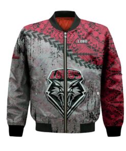 New Mexico Lobos Bomber Jacket 3D Printed Grunge Polynesian Tattoo - livanniespoon Store