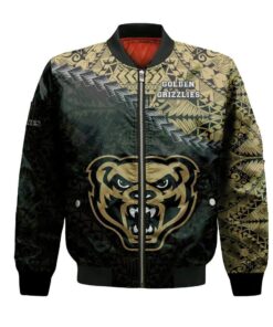 Oakland Golden Grizzlies Bomber Jacket 3D Printed Grunge Polynesian Tattoo - livanniespoon Store
