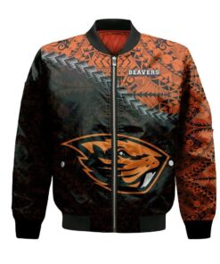 Oregon State Beavers Bomber Jacket 3D Printed Grunge Polynesian Tattoo - livanniespoon Store