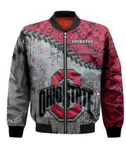 Ohio State Buckeyes Bomber Jacket 3D Printed Grunge Polynesian Tattoo - livanniespoon Store