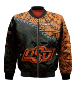 Oklahoma State Cowboys Bomber Jacket 3D Printed Grunge Polynesian Tattoo - livanniespoon Store
