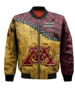 Minnesota Golden Gophers Bomber Jacket 3D Printed Grunge Polynesian Tattoo - livanniespoon Store