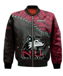 Northern Illinois Huskies Bomber Jacket 3D Printed Grunge Polynesian Tattoo - livanniespoon Store
