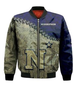 Navy Midshipmen Bomber Jacket 3D Printed Grunge Polynesian Tattoo - livanniespoon Store