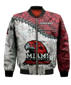 Miami Redhawks Bomber Jacket 3D Printed Grunge Polynesian Tattoo - livanniespoon Store
