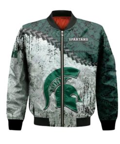 Michigan State Spartans Bomber Jacket 3D Printed Grunge Polynesian Tattoo - livanniespoon Store