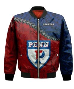 Penn Quakers Bomber Jacket 3D Printed Grunge Polynesian Tattoo - livanniespoon Store
