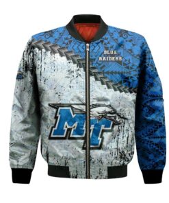 Middle Tennessee Blue Raiders Bomber Jacket 3D Printed Grunge Polynesian Tattoo - livanniespoon Store