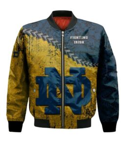 Notre Dame Fighting Irish Bomber Jacket 3D Printed Grunge Polynesian Tattoo - livanniespoon Store