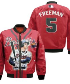 Atlanta Braves Freddie Freeman 5 Legendary Captain Red For Braves Fans Bomber Jacket 3D Printed - livanniespoon Store