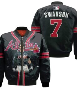 Atlanta Braves Dansby Swanson 7 Navy 3D Personalized Gift For Braves Fans Bomber Jacket 3D Printed - livanniespoon Store