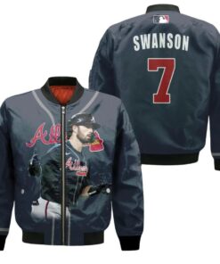Atlanta Braves Dansby Swanson 7 Player Blue For Braves Fans Bomber Jacket 3D Printed - livanniespoon Store