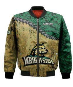 Wright State Raiders Bomber Jacket 3D Printed Grunge Polynesian Tattoo - livanniespoon Store