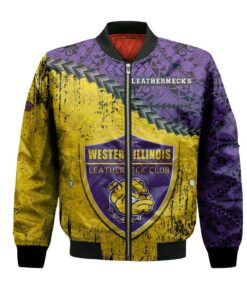 Western Illinois Leathernecks Bomber Jacket 3D Printed Grunge Polynesian Tattoo - livanniespoon Store