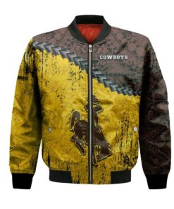 Wyoming Cowboys Bomber Jacket 3D Printed Grunge Polynesian Tattoo - livanniespoon Store