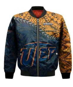 Utep Miners Bomber Jacket 3D Printed Grunge Polynesian Tattoo - livanniespoon Store