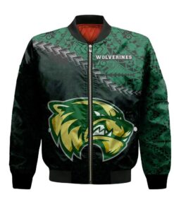 Utah Valley Wolverines Bomber Jacket 3D Printed Grunge Polynesian Tattoo - livanniespoon Store