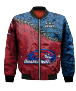 Umass Lowell River Hawks Bomber Jacket 3D Printed Grunge Polynesian Tattoo - livanniespoon Store
